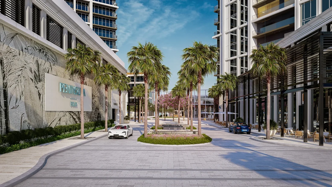 Peninsula Four — The Plaza — official developer architectural rendering
