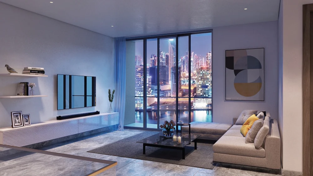 Peninsula Five — Duplex living space — Official developer rendering