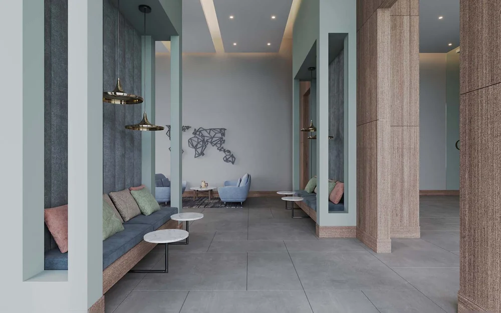 Peninsula One — The arrival lounge — Official developer rendering