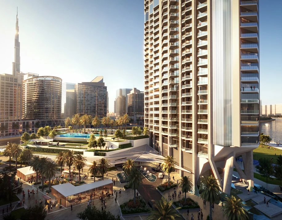 Peninsula Three — Arrival at the tower — Official developer rendering