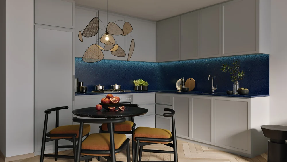 Peninsula Three — Kitchen finishes — Official developer rendering