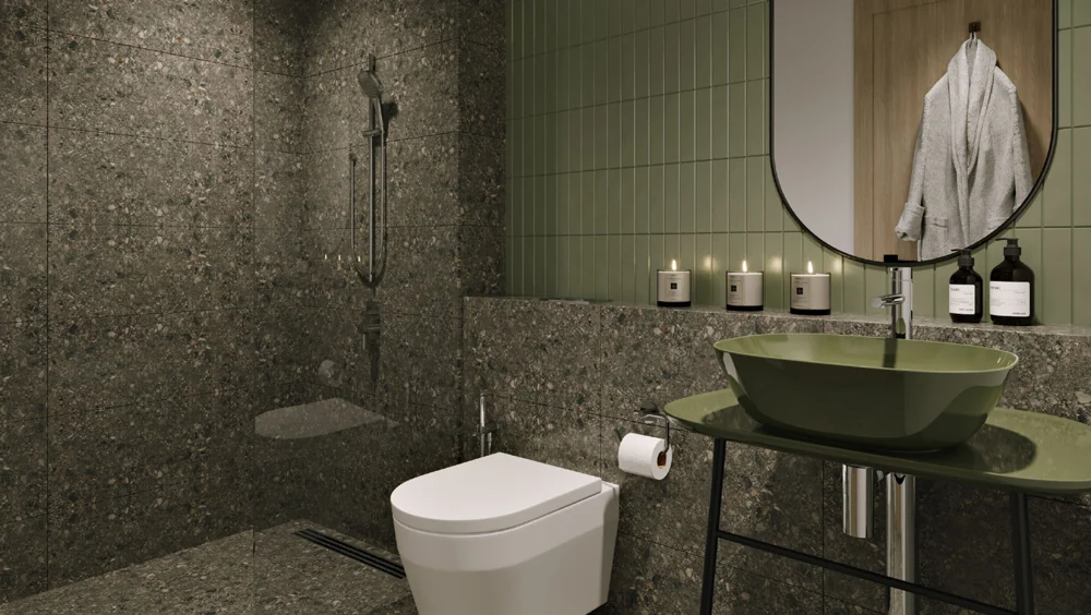 Peninsula Three — Bathroom finishes — Official developer rendering