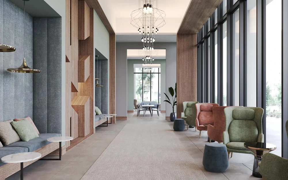 Peninsula Two — The arrival lounge — Official developer rendering